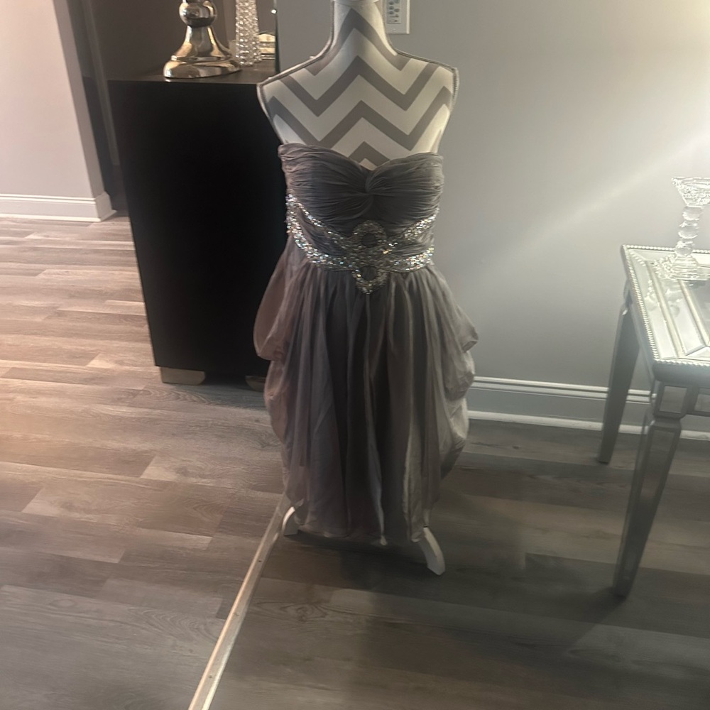 Beatiful pewter dress with silver detail under the chest ar